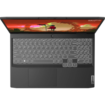 Ноутбук/ Lenovo IdeaPad Gaming 3 15ARH7 15.6"(1920x1080 IPS)/AMD Ryzen 7 6800H(3.2Ghz)/16384Mb/512SSDGb/noDVD/Ext:nVidia GeForce RTX3050Ti(4096Mb)/Cam/BT/WiFi/45WHr/war 1y/2.31kg/onyx grey/Win11Home + 170W, RU kbd