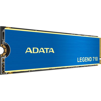 Твердотельный накопитель/ ADATA SSD LEGEND 710, 256GB, M.2(22x80mm), NVMe 1.4, PCIe 3.0 x4, 3D NAND, R/W 2100/1000MB/s, IOPs 90 000/130 000, TBW 65, DWPD 0.23, with t Heat Sink (3 года)