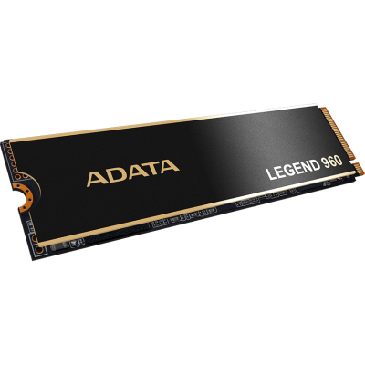 Твердотельный накопитель/ ADATA SSD LEGEND 960, 1TB, M.2(22x80mm), NVMe 1.4, PCIe 4.0 x4, 3D NAND, R/W 7400/6000MB/s, IOPs 730 000/610 000, TBW 780, DWPD 0.43, with t Heat Sink (5 лет)