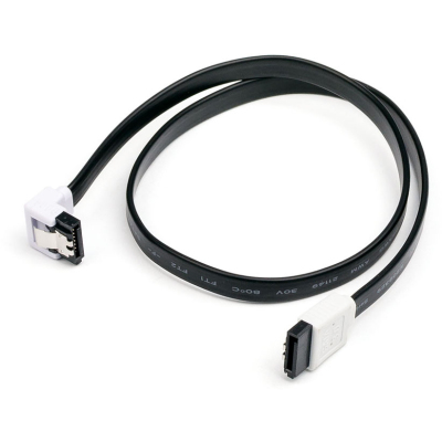 Кабель SATA 3.0, 0.5 м, угловой, защелка, черный