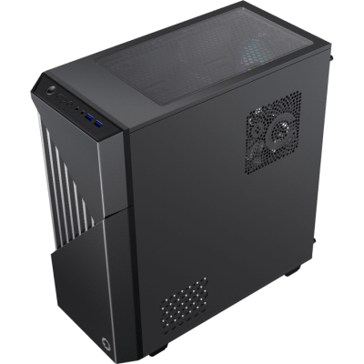 Компьютерный корпус, без блока питания ATX/ Gamemax Contac COC BG ATX case, black/grey, w/o PSU, w/2xUSB3.0, w/1x14cm ARGB front fan(GMX-FN14-Rainbow-C9), w/1x12cm ARGB rear fan(GMX-FN12-