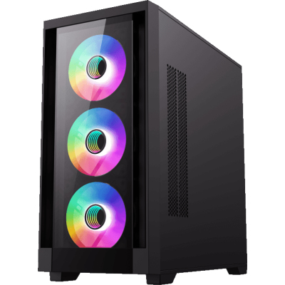 Компьютерный корпус mATX, без блока питания/ Gamemax DEFENDER TG mATX case, black, w/o psu, w/1xUSB3.0+2xUSB2.0, Combo Audio, w/3x12cm ARGB front fan (1xFN-12A-M6I, 2xFN-12A-S6I), w/1x12cm ARGB rear fan (FN