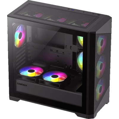 Компьютерный корпус mATX, без блока питания/ Gamemax Destroyer MB mATX case, black, w/o psu, w/1xUSB3.0+2xUSB2.0, Combo Audio, w/3x12cm FRGB front fan (FN-FF12X), w/1x12cm FRGB rear fan (FN-FF12X)
