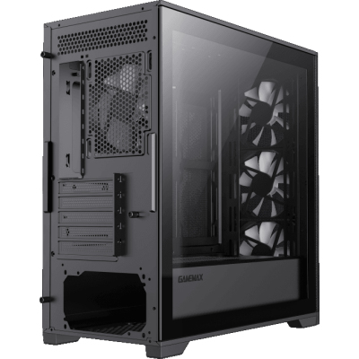 Компьютерный корпус mATX, без блока питания/ Gamemax Destroyer TGB mATX case, black, w/o psu, w/1xUSB3.0+2xUSB2.0, Combo Audio, w/3x12cm ARGB front fan (1xFN-12A-M6I, 2xFN-12A-S6I), w/1x12cm ARGB rear fan (FN