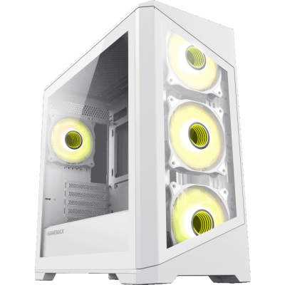 Компьютерный корпус mATX, без блока питания/ Gamemax Destroyer TGW mATX case, white, w/o psu, w/1xUSB3.0+2xUSB2.0, Combo Audio, w/3x12cm ARGB front fan (1xFN-12A-M6I-W, 2xFN-12A-S6I-W), w/1x12cm ARGB rear fan