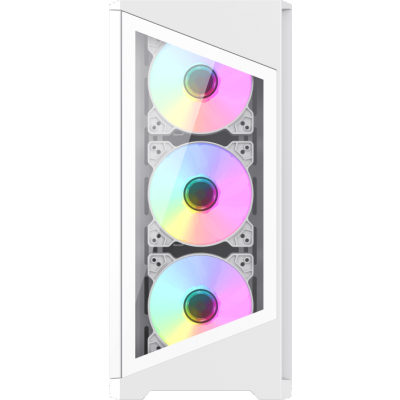 Компьютерный корпус mATX, без блока питания/ Gamemax Destroyer TGW mATX case, white, w/o psu, w/1xUSB3.0+2xUSB2.0, Combo Audio, w/3x12cm ARGB front fan (1xFN-12A-M6I-W, 2xFN-12A-S6I-W), w/1x12cm ARGB rear fan