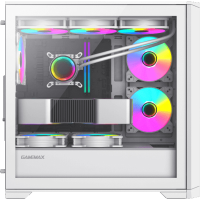 Компьютерный корпус mATX, без блока питания/ Gamemax Destroyer TGW mATX case, white, w/o psu, w/1xUSB3.0+2xUSB2.0, Combo Audio, w/3x12cm ARGB front fan (1xFN-12A-M6I-W, 2xFN-12A-S6I-W), w/1x12cm ARGB rear fan
