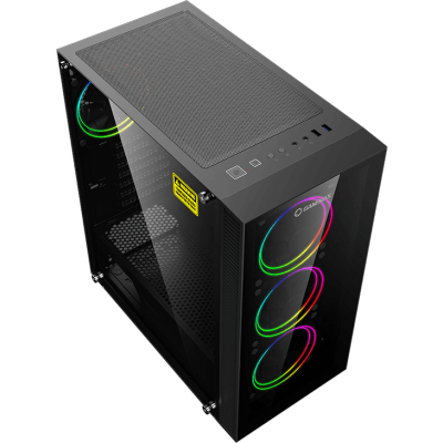 Компьютерный корпус, без блока питания ATX/ Gamemax Draco XD ATX case, black, w/o PSU, w/1xUSB3.0+1xUSB2.0, w/3x12cm ARGB GMX-FN12-DBB front fans, w/1x12cm ARGB GMX-FN12-DBB rear fan