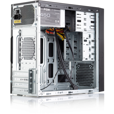 Корпус с блоком питания 450Вт./ Case Foxline FL-733R, mATX, 2x5.25EXT, 2x3.5EXT, 5x3.5INT, 2xUSB3.0, 2xUSB2.0, HDA, w/o FAN, w/450W ATX PSU, w/1.2m EU pwr cord