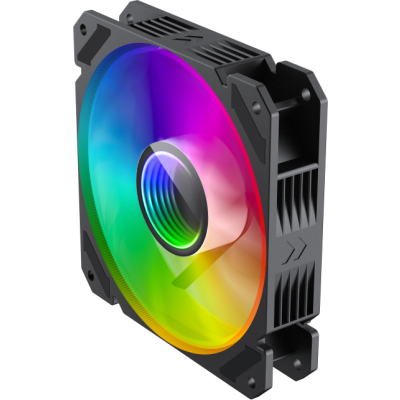 Кулер для корпуса ПК/ Gamemax FN-12Rainbow-C9, 12CM ARGB Rainbow Fan, frame with reflective design, 3pin+4Pin connector