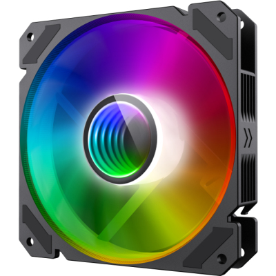 Кулер для корпуса ПК/ Gamemax FN-12Rainbow-C9, 12CM ARGB Rainbow Fan, frame with reflective design, 3pin+4Pin connector