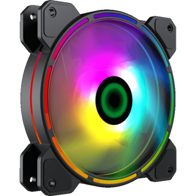 Кулер для корпуса ПК/ Gamemax FN-12Rainbow-D, 12CM ARGB Rainbow Fan, Dual rings+centre ARGB LEDs, 3pin+4Pin connector