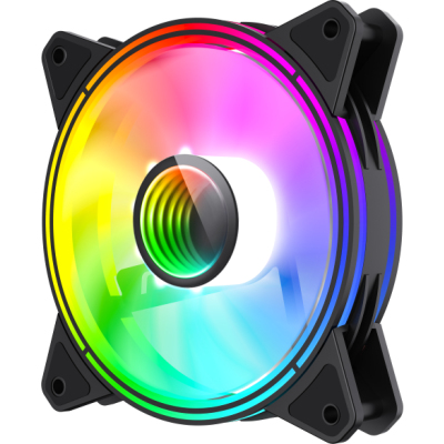Кулер для корпуса ПК/ Gamemax FN-12Rainbow-Q-Infinity, 12CM ARGB Rainbow Infinity, Quad-ring, 3pin+4Pin connector