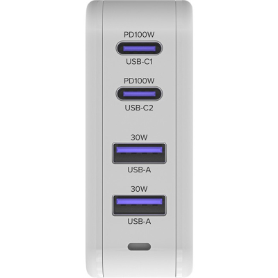 GCR Сетевое зарядное устройство 100W, 2 USB + 2 TypeC, GaN Tech Quick Charger, PD 3.0, белый