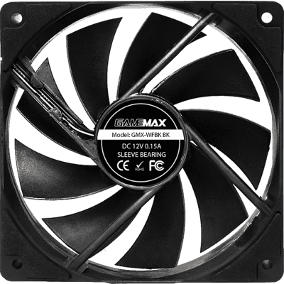 Кулер для корпуса ПК/ Gamemax GMX-WFBK-BK, 12CM black fan, black blade, 3pin+4Pin connector