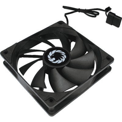 Кулер для корпуса ПК/ Gamemax GMX-WFBK-BK, 12CM black fan, black blade, 3pin+4Pin connector