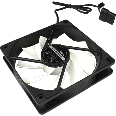 Кулер для корпуса ПК/ Gamemax GMX-WFBK-WT, 12CM black fan, white blade, 3pin+4Pin connector