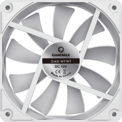 Кулер для корпуса ПК/ Gamemax GMX-WFBK-Full White, 12CM white fan, white blade, 3pin+4Pin connector