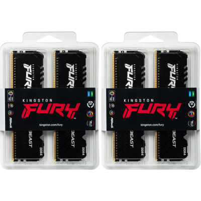 Память оперативная/ Kingston 64GB 3600MHz DDR4 CL18 DIMM (Kit of 4) FURY Beast RGB