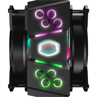 Кулер для процессора/ Cooler Master MasterAir MA410M (150W, 4-pin, 165.1mm, tower, Al/Cu, ARGB, fans: 2x120mm/53.38CFM/31dBA/1800rpm, 1200/115X/2066/2011-V3/2011/AM4/AM3/AM3+/AM2/AM2+/FM2/FM2+/FM1, ARGB Controller, 1700/AM5 only with bracket)