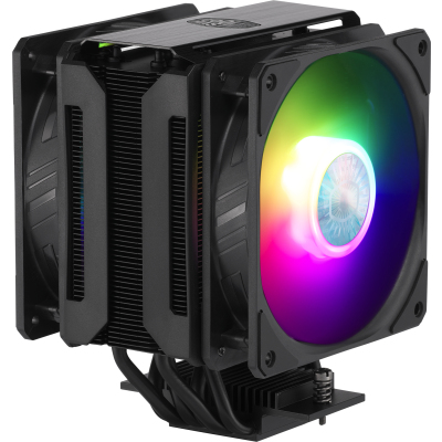 Кулер для процессора/ Cooler Master MasterAir MA612 Stealth ARGB (220W, 4-pin, 158mm, tower, Al/Cu/Ni, ARGB, fans: 2x120mm/62CFM/27dBA/1800rpm, 1700/1200/2011-V3/2011/AM5/AM4/AM3/AM3+/AM2/AM2+/FM2/FM2+/FM1, ARGB Controller)