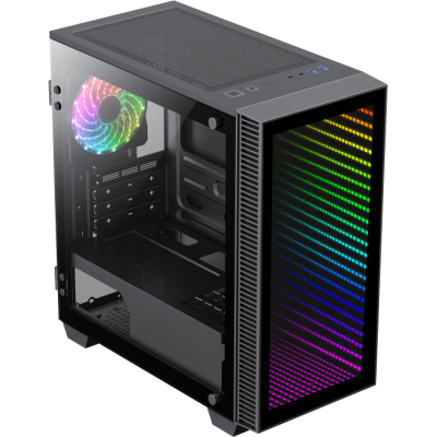Компьютерный корпус, без блока питания mATX/ Gamemax Mini Abyss mATX case, black, w/o PSU, w/2xUSB3.0, w/1x12cm ARGB rear fan (FN-12Rainbow-M)