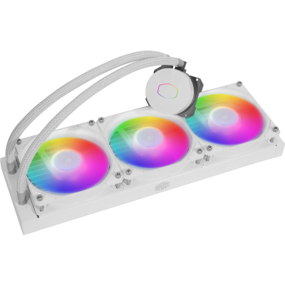 Система охлаждения/ Cooler Master MasterLiquid ML360L ARGB White Edition V2 (250W, 360mm, ARGB, fans:3x120mm/62CFM/27dBa/1800rpm, 1700/1200/115X/2066/2011-V3/2011/AM5/AM4/AM3/AM3+/AM2/AM2+/FM2/FM2+/FM1)