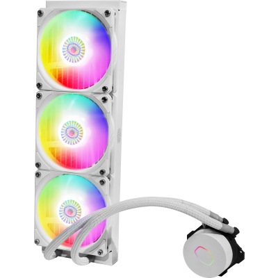 Система охлаждения/ Cooler Master MasterLiquid ML360L ARGB White Edition V2 (250W, 360mm, ARGB, fans:3x120mm/62CFM/27dBa/1800rpm, 1700/1200/115X/2066/2011-V3/2011/AM5/AM4/AM3/AM3+/AM2/AM2+/FM2/FM2+/FM1)