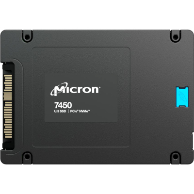 Micron SSD 7450 MAX, 1600GB, U.3(2.5" 15mm), NVMe, PCIe 4.0 x4, 3D TLC, R/W 6800/2700MB/s, IOPs 800 000/250 000, TBW 8700, DWPD 3 (12 мес.)