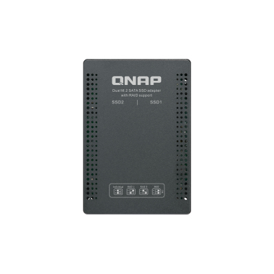 QNAP QDA-A2MAR HDD/SSD drives adapter 2 x M.2 2280 SATA SSD -> 1 x SATA 2.5" , Transfer rate 6 Gb/s. Supports RAID 0, 1, JBOD. w/o HDD