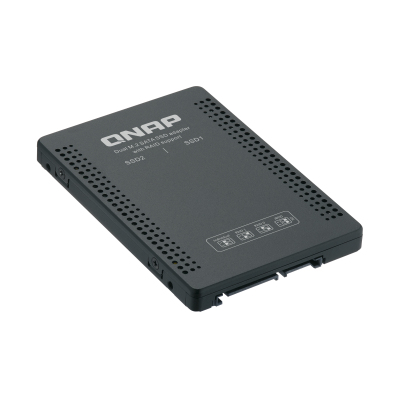 QNAP QDA-A2MAR HDD/SSD drives adapter 2 x M.2 2280 SATA SSD -> 1 x SATA 2.5" , Transfer rate 6 Gb/s. Supports RAID 0, 1, JBOD. w/o HDD
