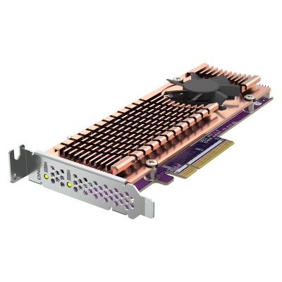 QNAP QM2-2P-384A 2 x M.2 22110 or 2280 PCIe (Gen3 x 4) NVMe SSD slots. Low-profile flat and Full-height brackets included.