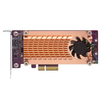 QNAP QM2-2S-220A Dual M.2 22110/2280 SATA SSD expansion card (PCIe Gen2 x2), Low-profile bracket pre-loaded, Low-profile flat and Full-height are bundled (shorter version to support TVS-x82/TS-x77 PCIe slot 2 & slot 3)