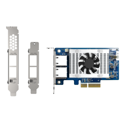 QNAP QXG-10G2T-X710 LAN Expansion Card, PCIe Gen3 x4, Two 10GbE (10G / 5G / 2.5G / 1G / 100M)) Ports with SR-IOV and iSCSI, Block-based, Supports Multiple Virtual Disk Modes