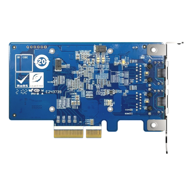 QNAP QXG-10G2T-X710 LAN Expansion Card, PCIe Gen3 x4, Two 10GbE (10G / 5G / 2.5G / 1G / 100M)) Ports with SR-IOV and iSCSI, Block-based, Supports Multiple Virtual Disk Modes