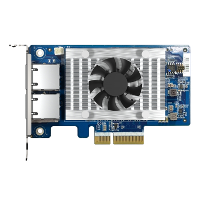 QNAP QXG-10G2T-X710 LAN Expansion Card, PCIe Gen3 x4, Two 10GbE (10G / 5G / 2.5G / 1G / 100M)) Ports with SR-IOV and iSCSI, Block-based, Supports Multiple Virtual Disk Modes