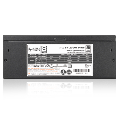 Super Flower Power Supply Leadex Platinum, 2000W, ATX, 140mm, 18xSATA, 5xPCI-E(6), 9xPCI-E(6+2), APFC, 80+ Platinum, Full Modular