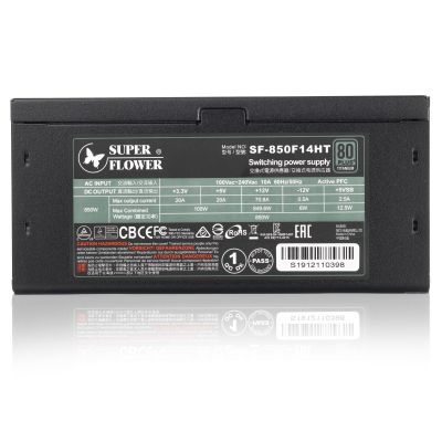 Super Flower Power Supply Leadex Titanium, 850W, ATX, 140mm, 10xSATA, 4xPCI-E(6+2), 2xPCI-E(6), APFC, 80+ Titanium, Full Modular