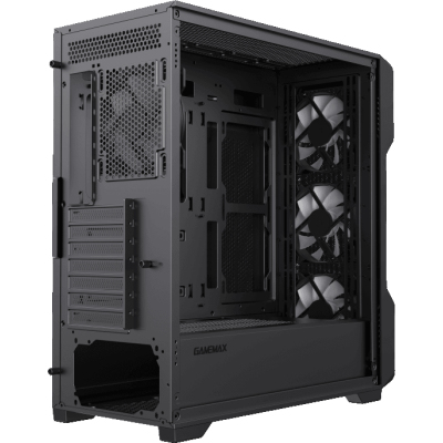 Компьютерный корпус E-ATX, без блока питания/ Gamemax SIEGE BK E-ATX case, black, w/o psu, w/1xUSB3.0+2xUSB2.0, Combo Audio, w/3x12cm ARGB front fan (1xFN-12A-M6I, 2xFN-12A-S6I), w/1x12cm ARGB rear fan (FN