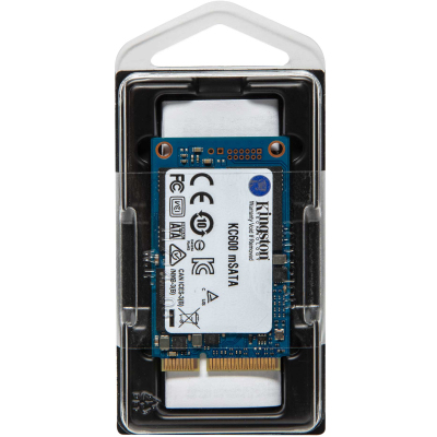 Твердотельный накопитель/ Kingston SSD KC600, 256GB, mSATA, SATA3, 3D TLC, R/W 550/500MB/s, IOPs 90 000/80 000, TBW 150, DWPD 0.32 (5 лет)