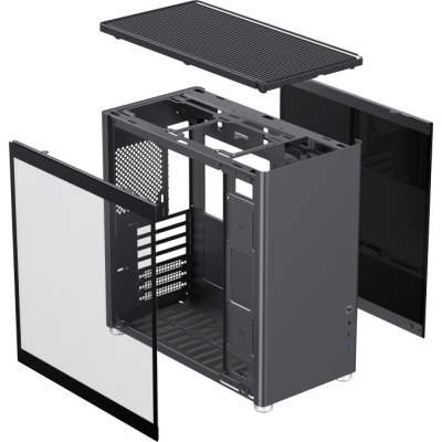 Компьютерный корпус, без блока питания ATX/ Gamemax Spark Pro Black ATX case, black, w/o PSU, w/1xUSB3.0+1xType-C, 1xCombo Audio