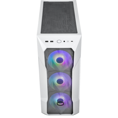 Корпус без блока питания/ Cooler Master MasterBox TD500 MESH V2 White, Mid Tower, 2 x USB 3.2 Gen 1 Type-A / 1 x USB 3.2 Gen 2 Type-C, Tool-Free Crystalline Tempered Glass Side Panel with Polygonal FineMesh Front Panel, 3 x CF120 Addressable RGB Fans Incl