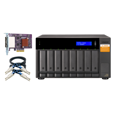 SMB QNAP TL-D800S SATA expansion enclosure, 8-tray 3,5"/2,5" w/o HDD. 2xSFF-8088, hardware RAID support, desktop version.