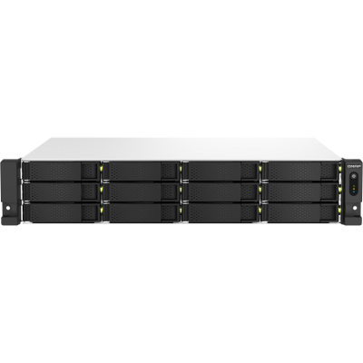 SMB QNAP TS-1264U-RP-4G NAS 12 HDD trays, rackmount 2U, 2 PSU. 4-core Intel Celeron N5095 2.0-2.9 GHz, 8 GB RAM up to 8 GB, 2x2.5 Gigabit Ethernet, 2xUSB 3.2 Gen 2 (10Gbps). 2xUSB 2.0., 1xHDMI . PCIe Gen 3 x2 , W/o rail kit RAIL-B02