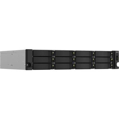 SMB QNAP TS-1264U-RP-4G NAS 12 HDD trays, rackmount 2U, 2 PSU. 4-core Intel Celeron N5095 2.0-2.9 GHz, 8 GB RAM up to 8 GB, 2x2.5 Gigabit Ethernet, 2xUSB 3.2 Gen 2 (10Gbps). 2xUSB 2.0., 1xHDMI . PCIe Gen 3 x2 , W/o rail kit RAIL-B02