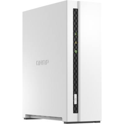 SMB QNAP TS-133 NAS 1 HDD tray. ARM 4-core Cortex-A55 1.8GHz, ram 2 GB (max), 1x1GbE, 1xUSB 2.0 port,1xUSB 3.2 Gen 1
