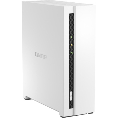 SMB QNAP TS-133 NAS 1 HDD tray. ARM 4-core Cortex-A55 1.8GHz, ram 2 GB (max), 1x1GbE, 1xUSB 2.0 port,1xUSB 3.2 Gen 1