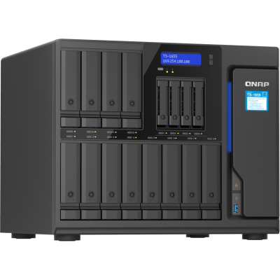 SMB QNAP TS-1655-8G NAS 16-Bay (12x 3.5"/2.5" HDD/SSD bays + 4x 2.5" SSD bays + 2x M.2 2280 SATA slots), Intel Atom C5125 8-core processor, 2.8GHz, 8 GB DDR4 (1 x 8 GB) up to 128 GB (4 x 32 GB), 2x 2.5 GbE BASE-T
