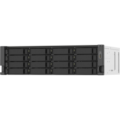 SMB QNAP TS-1673AU-RP-16G NAS 16 HDD trays, 2x 2.5 GbE, rackmount, 2 PSU. 4-core AMD V1500B 2,2 GHz,,RAM 16 GB (1 x 16 GB) up to 32 GB (2 x 16 GB). W/o rail kit RAIL-B02