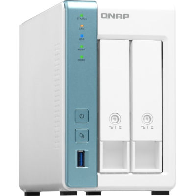 SMB QNAP TS-231P3-4G NAS, 2 trays 3,5"/2,5". 1xGbE RJ-45, 1x2,5 GbE RJ-45. ARM Cortex-A15 Annapurna Labs AL-314 1,7 GHz, 4GB SO-DIMM DDR3 up to 8GB (1x8 GB)